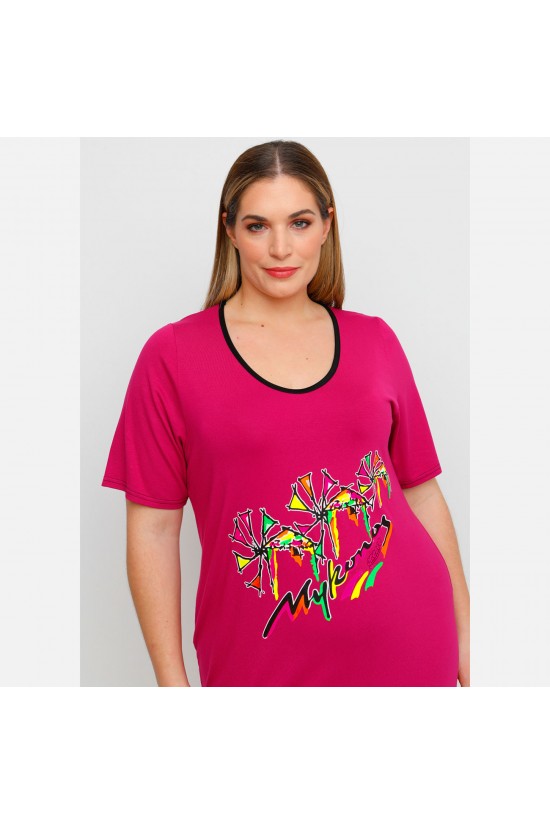 A23-200V-S-14 Φόρεμα με στάμπα - Φούξια