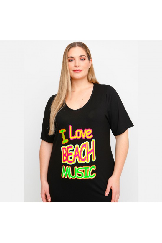 A23-200V-S-15 Φόρεμα με στάμπα - Μαύρο