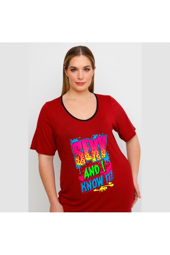 A23-200V-S-17 Φόρεμα με στάμπα - Μπορντώ