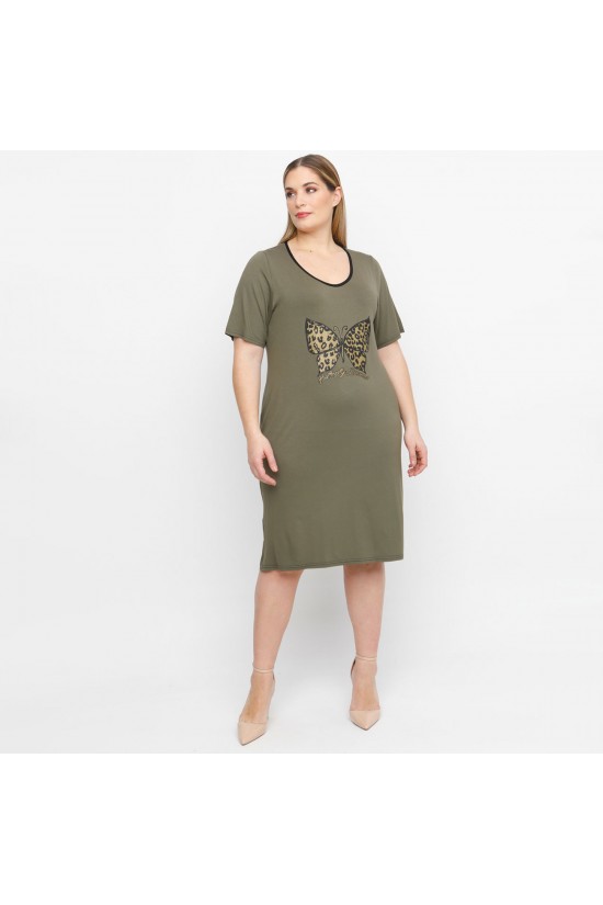 A23-200V-S-18 Φόρεμα με στάμπα - Χακί