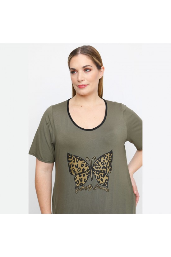 A23-200V-S-18 Φόρεμα με στάμπα - Χακί