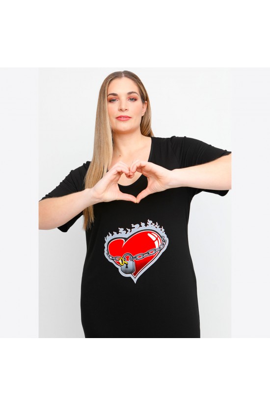 A23-200V-S-20 Φόρεμα με στάμπα - Μαύρο A23-200V-S-20 Φόρεμα με στάμπα - Μαύρο