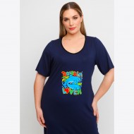 A23-200V-S-21 Φόρεμα με στάμπα - Μπλε Μαρέν