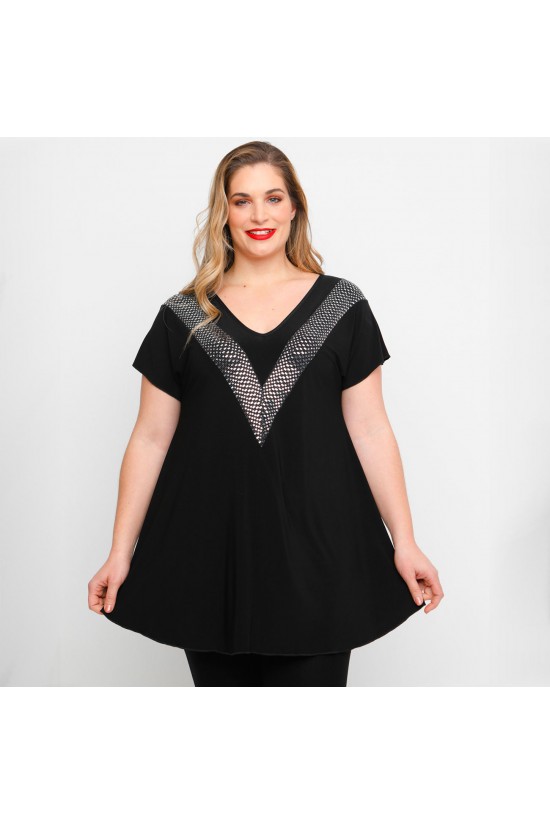 A23-2109V Μπλούζα με διακοσμητικό V στο στήθος