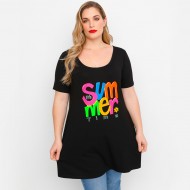 A23-276-S-19-B Μπλουζοφόρεμα με στάμπα - Μαύρο