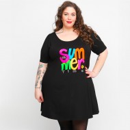 A23-276-S-19-B Μπλουζοφόρεμα με στάμπα - Μαύρο