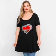 A23-276-S-20-B Μπλουζοφόρεμα με στάμπα - Μαύρο