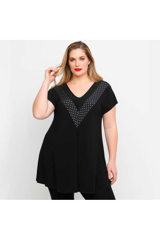 A23-409V Μπλούζα με διακοσμητικό V στο στήθος