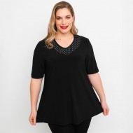 A23-414 Μπλούζα με Εμπριμέ στο λαιμό