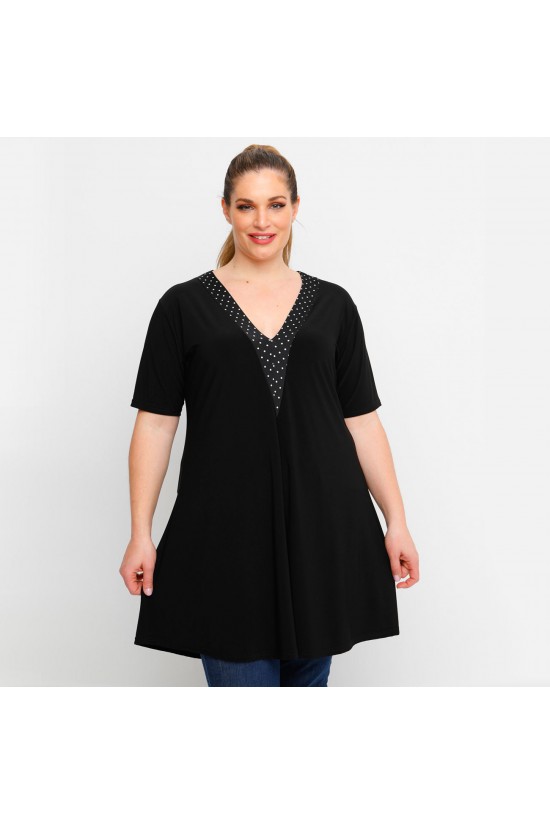 A23-476V Μπλουζοφόρεμα με V λαιμό εμπριμέ