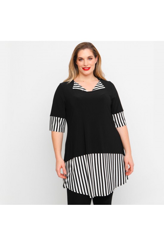 A23-520 Μπλουζοφόρεμα με διχρωμία