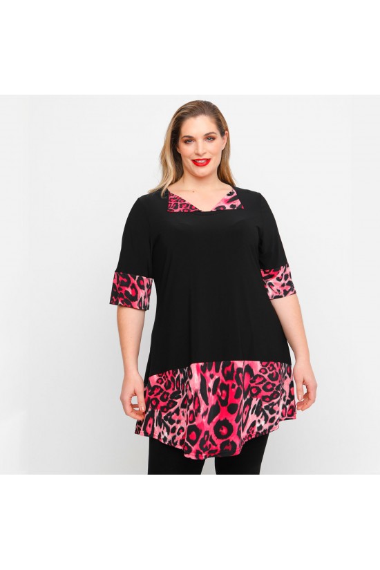 A23-6020 Μπλουζοφόρεμα με διχρωμία - Μπορντώ