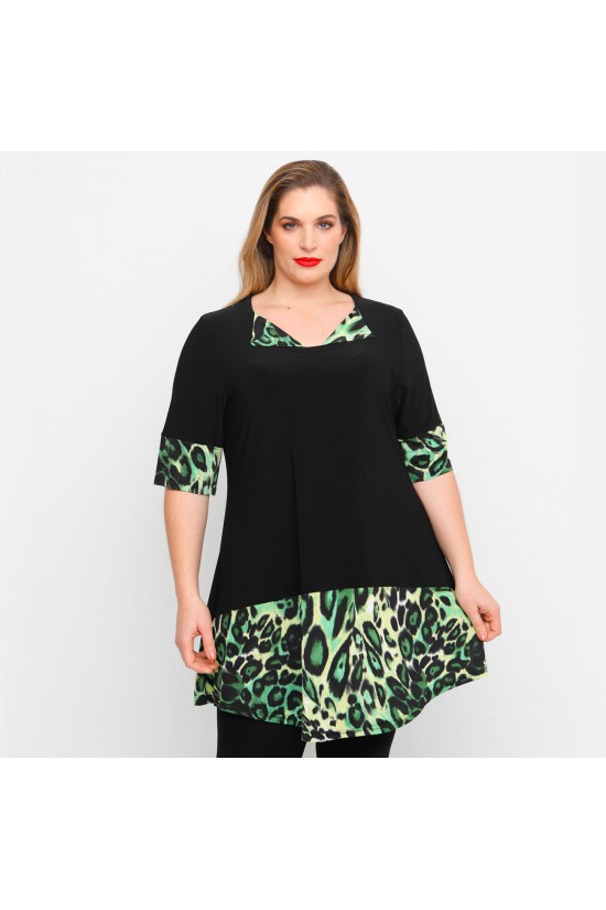 A23-6020 Μπλουζοφόρεμα με διχρωμία - Πράσινο A23-6020 Μπλουζοφόρεμα με διχρωμία - Πράσινο