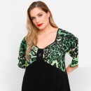A23-6061 Blouse Printed on chest and sleeves - Green