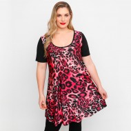 A23-6076 Μπλουζοφόρεμα εμπριμέ - Μπορντώ