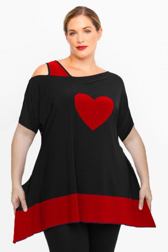 A24-158 Μπλούζα Άλφα με Καρδιά - Μπορντώ