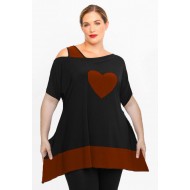 A24-158 Μπλούζα Άλφα με Καρδιά - Καφέ