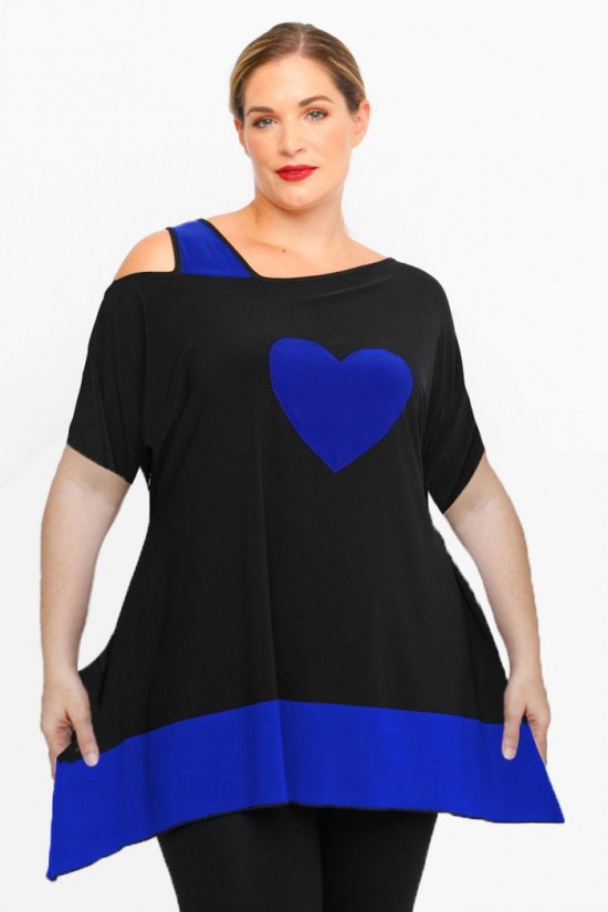 A24-158 Μπλούζα Άλφα με Καρδιά - Μπλε Ρουά