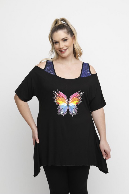 A24-3487 Μπλούζα με Στάμπα