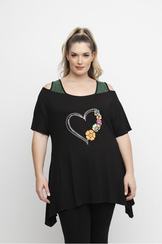 A24-3687 Μπλούζα με Στάμπα