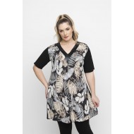 A24-9376V Μπλουζοφόρεμα με Δερματίνη