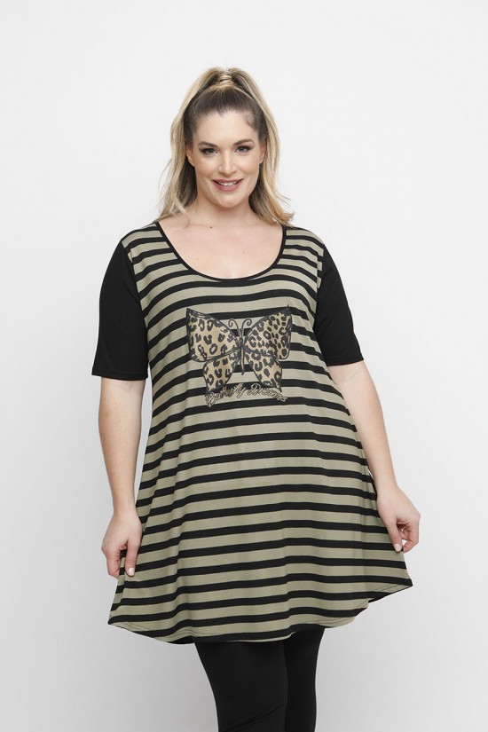 A24-9776 Μπλουζοφόρεμα Ριγέ