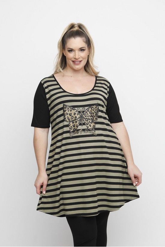 A24-9776 Μπλουζοφόρεμα Ριγέ