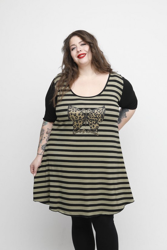 A24-9776 Μπλουζοφόρεμα Ριγέ