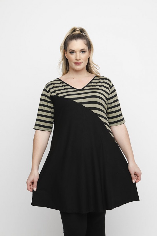 A24-9776VK Μπλουζοφόρεμα με Ριγιέ
