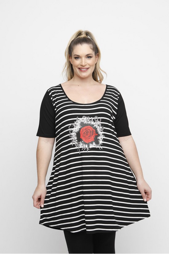 A24-9976 Μπλουζοφόρεμα με στάμπα