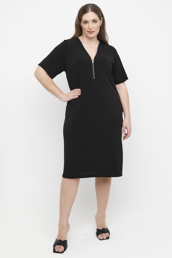 A25-100F Φόρεμα με Φερμουάρ - Μαύρο A25-100F Φόρεμα με Φερμουάρ - Μαύρο