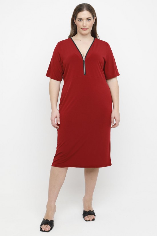A25-100F Φόρεμα με Φερμουάρ - Μπορντώ A25-100F Φόρεμα με Φερμουάρ - Μπορντώ