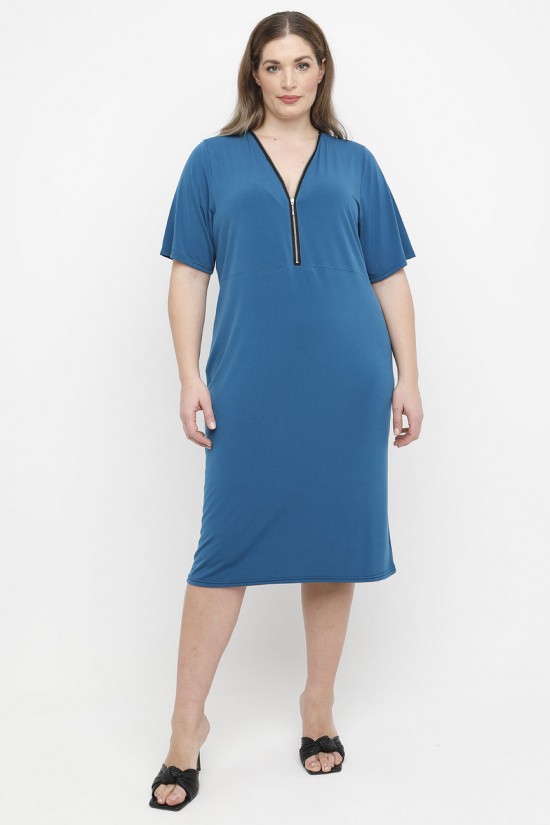 A25-100F Φόρεμα με Φερμουάρ - Πετρόλ A25-100F Φόρεμα με Φερμουάρ - Πετρόλ