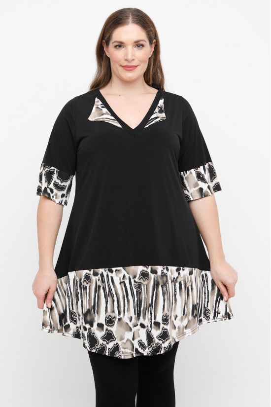 A25-1820 Μπλουζοφόρεμα με Εμπριμέ