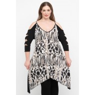 A25-1882 Μπλουζοφόρεμα με Εμπριμέ