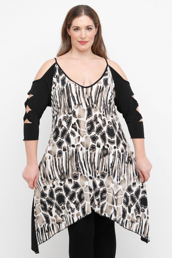 A25-1882 Μπλουζοφόρεμα με Εμπριμέ A25-1882 Μπλουζοφόρεμα με Εμπριμέ