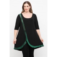 A25-2197 Μπλουζοφόρεμα με Λούρεξ - Πράσινο