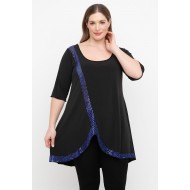 A25-2197 Μπλουζοφόρεμα με Λούρεξ - Μπλε Ρουά