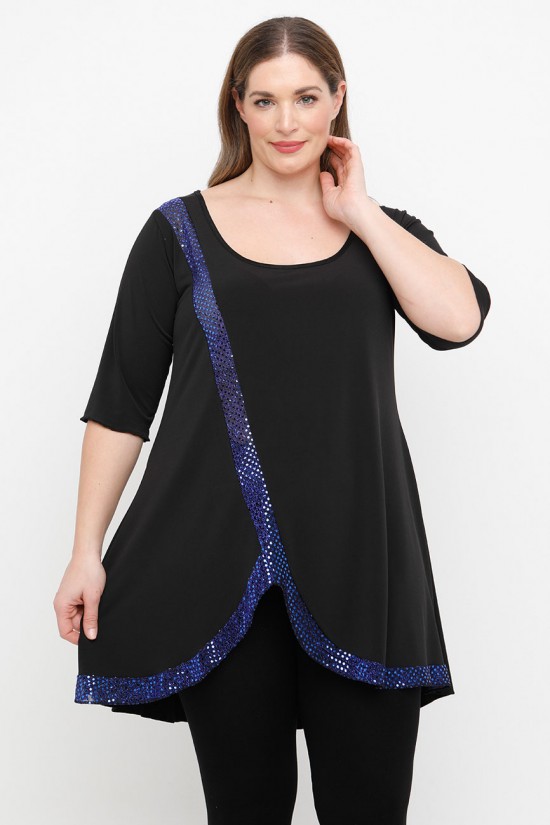 A25-2197 Μπλουζοφόρεμα με Λούρεξ - Μπλε Ρουά A25-2197 Μπλουζοφόρεμα με Λούρεξ - Μπλε Ρουά