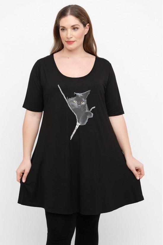 A25-276-45 Μπλουζοφόρεμα με Στάμπα