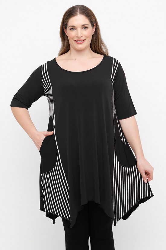 A25-563 Μπλουζοφόρεμα με Ρίγες A25-563 Μπλουζοφόρεμα με Ρίγες