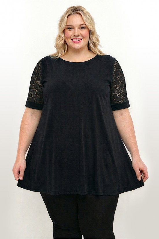 A26-108LF Μπλούζα εβαζέ κομποζέ με δαντέλα - Μαύρο A26-108LF Μπλούζα εβαζέ κομποζέ με δαντέλα - Μαύρο