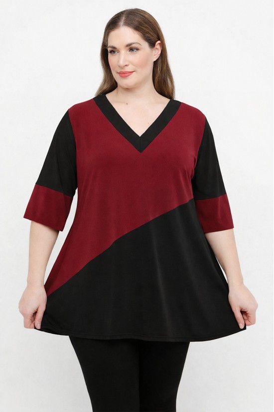 A26-1108LM Μπλούζα Εβαζέ - Μπορντώ A26-1108LM Μπλούζα Εβαζέ - Μπορντώ