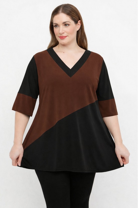 A26-1108LM Μπλούζα Εβαζέ - Καφέ A26-1108LM Μπλούζα Εβαζέ - Καφέ