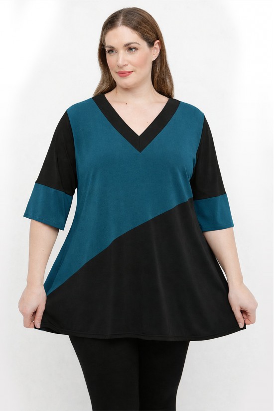 A26-1108LM Μπλούζα Εβαζέ - Πετρόλ A26-1108LM Μπλούζα Εβαζέ - Πετρόλ