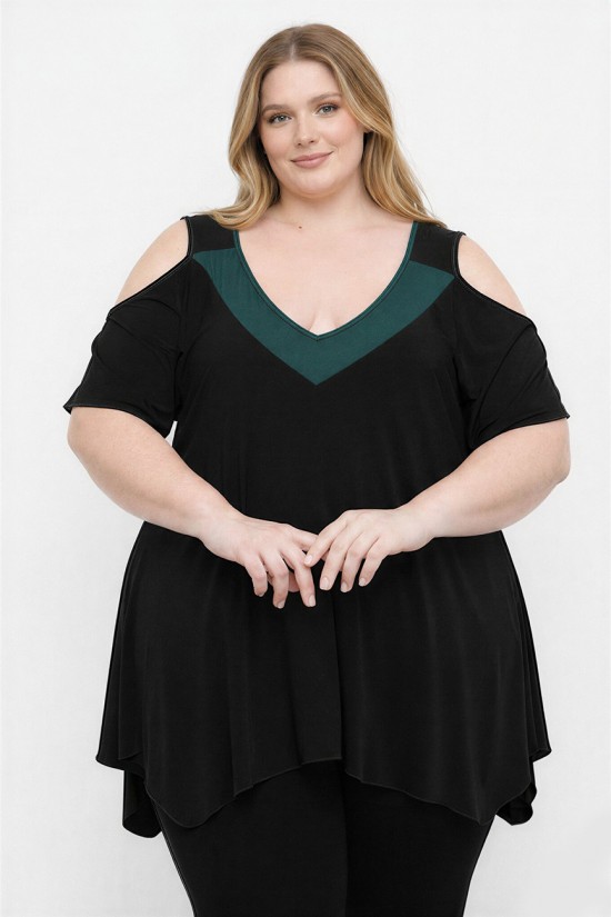 A26-123A Μπλούζα άλφα κομποζέ - Πετρόλ