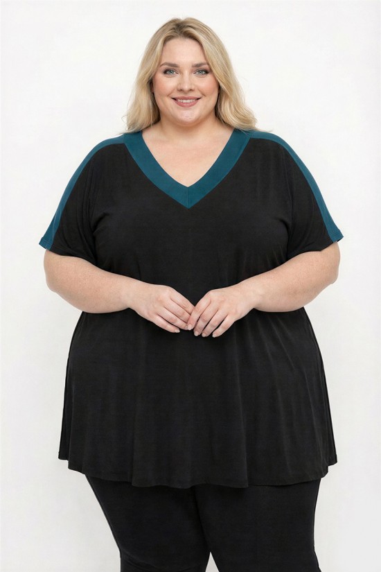 A26-149 Μπλούζα Εβαζέ - Πετρόλ