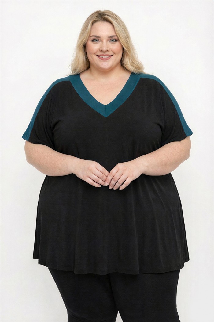 A26-149 Μπλούζα Εβαζέ - Πετρόλ