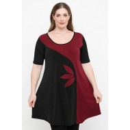 A26-176KF Μπλουζοφόρεμα σχέδιο φύλλα - Μπορντώ