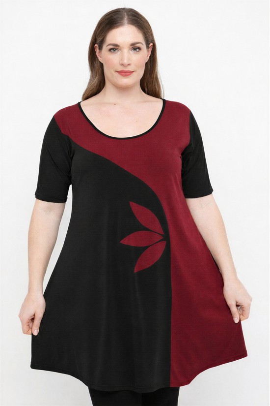 A26-176KF Μπλουζοφόρεμα σχέδιο φύλλα - Μπορντώ